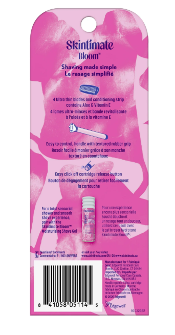 Skintimate Bloom Women's Razor, 1 Razor Handle and 2 Refills