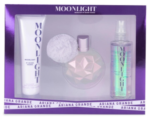 Ariana Grande Moonlight , 3 Pc Gift Set 3.4oz EDP Spray, 3.4oz Body Souffle, 4oz Body Mist